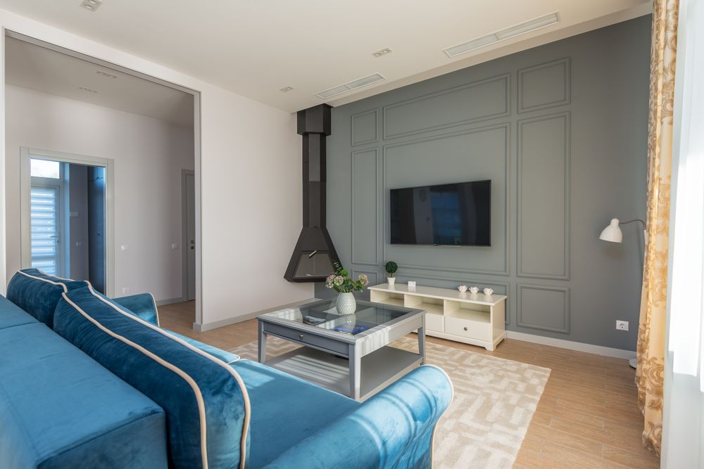 The clean original blue-sofa living room