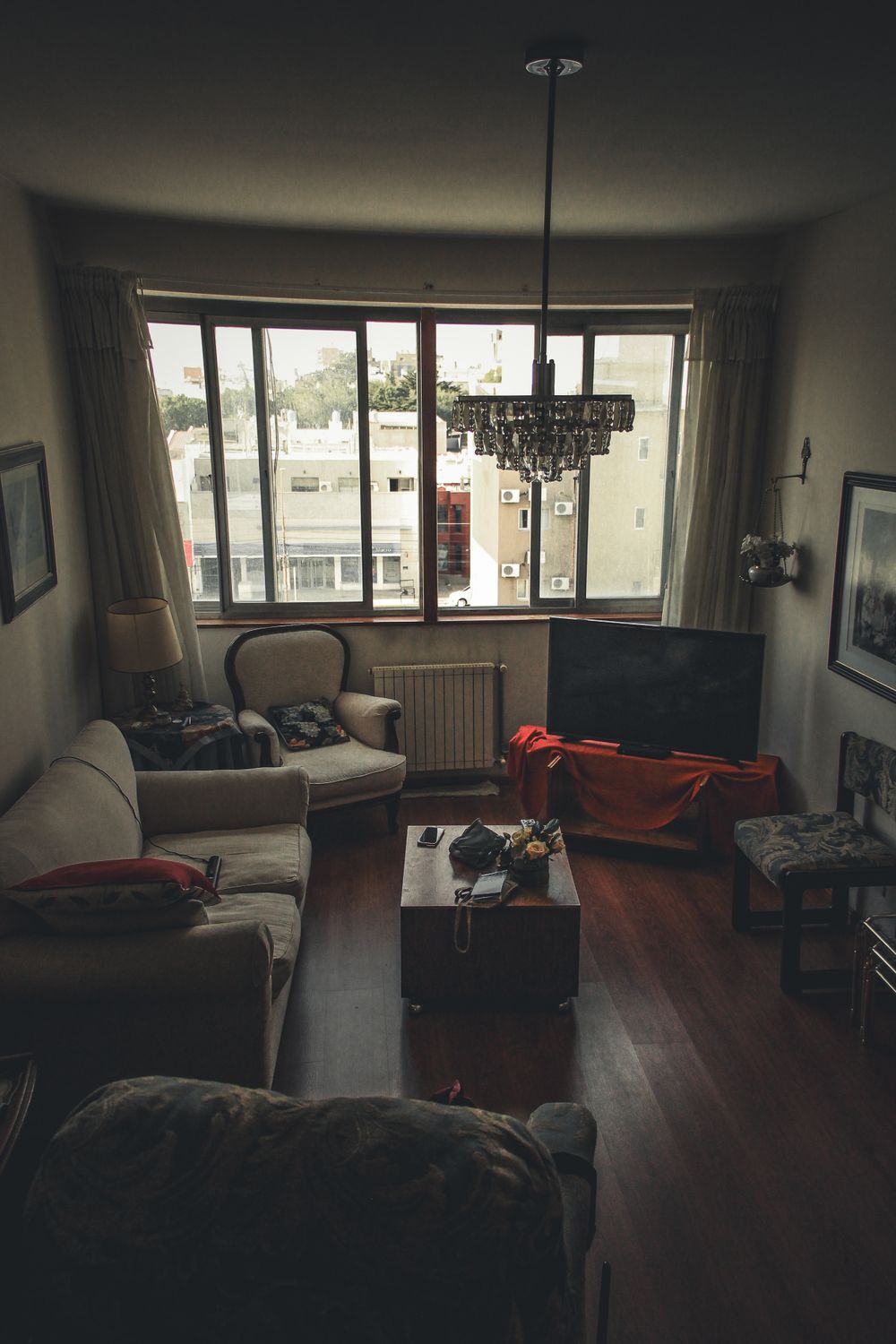 The clean original version of the dim living room